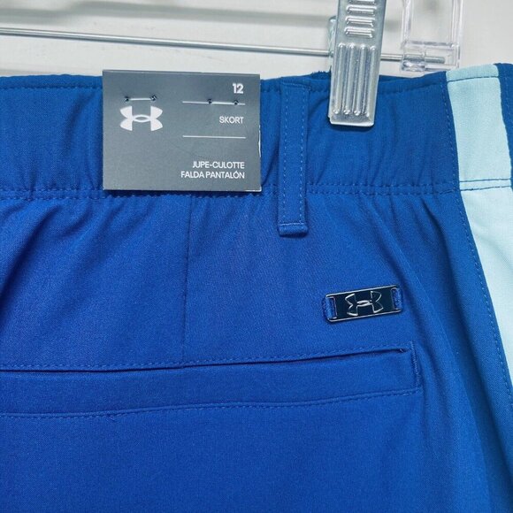 Under Armour Links Woven Skort Size 12 Womens Lightweight Stretch Blue Golf New - Picture 7 of 13